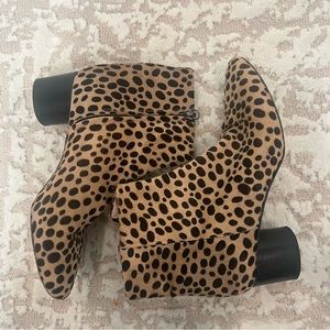 Cavallini All Leather Ankle Booties Animal Print